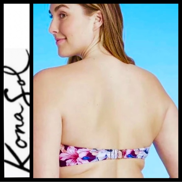 NWT Kona Sol Floral Bandeau Bikini Top - Picture 2 of 6